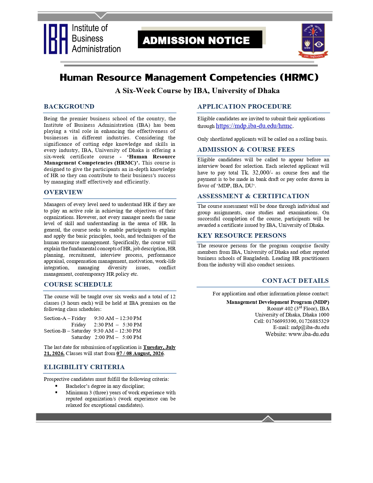 Human Resource Management Competencies (HRMC) Notice